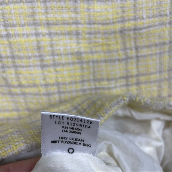 Theory Size 2 Tweed Blazer Jacket Yellow Plaid Cotton Single Breasted Pockets - Picture 5 of 8